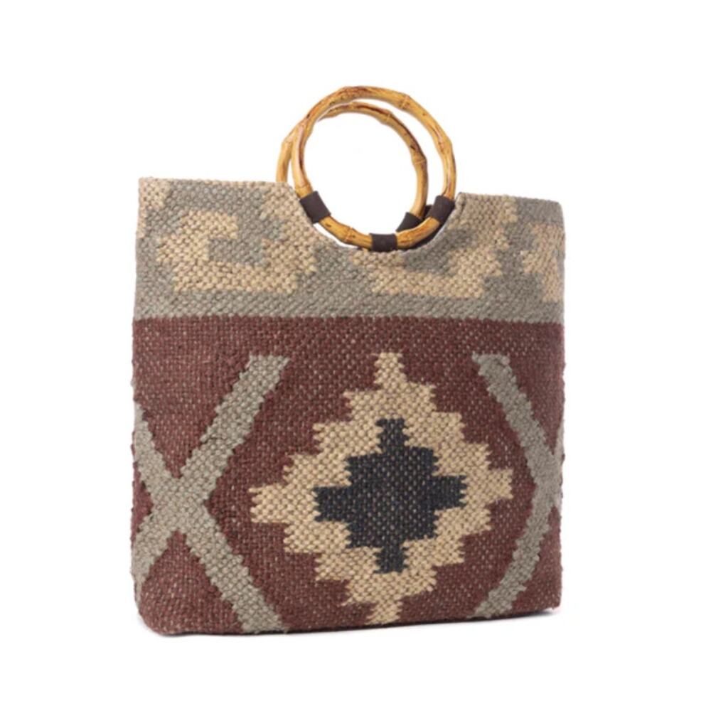 NWT Boutique Western Desert Loom Jute Tote Bag in Harvest Clay - Picture 2 of 4